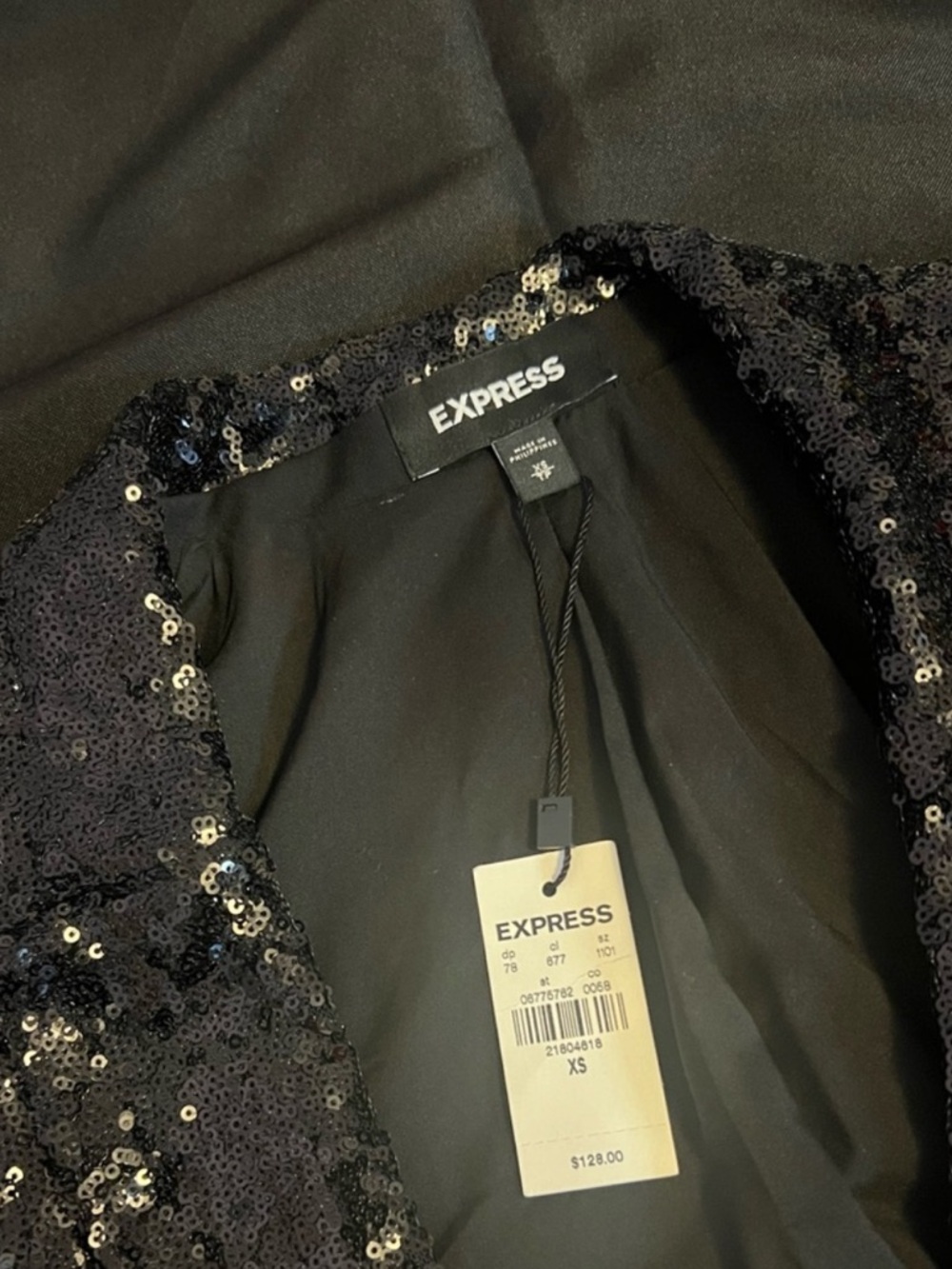 EXPRESS Black Sequin Blazer Jacket - Picture 3 of 3